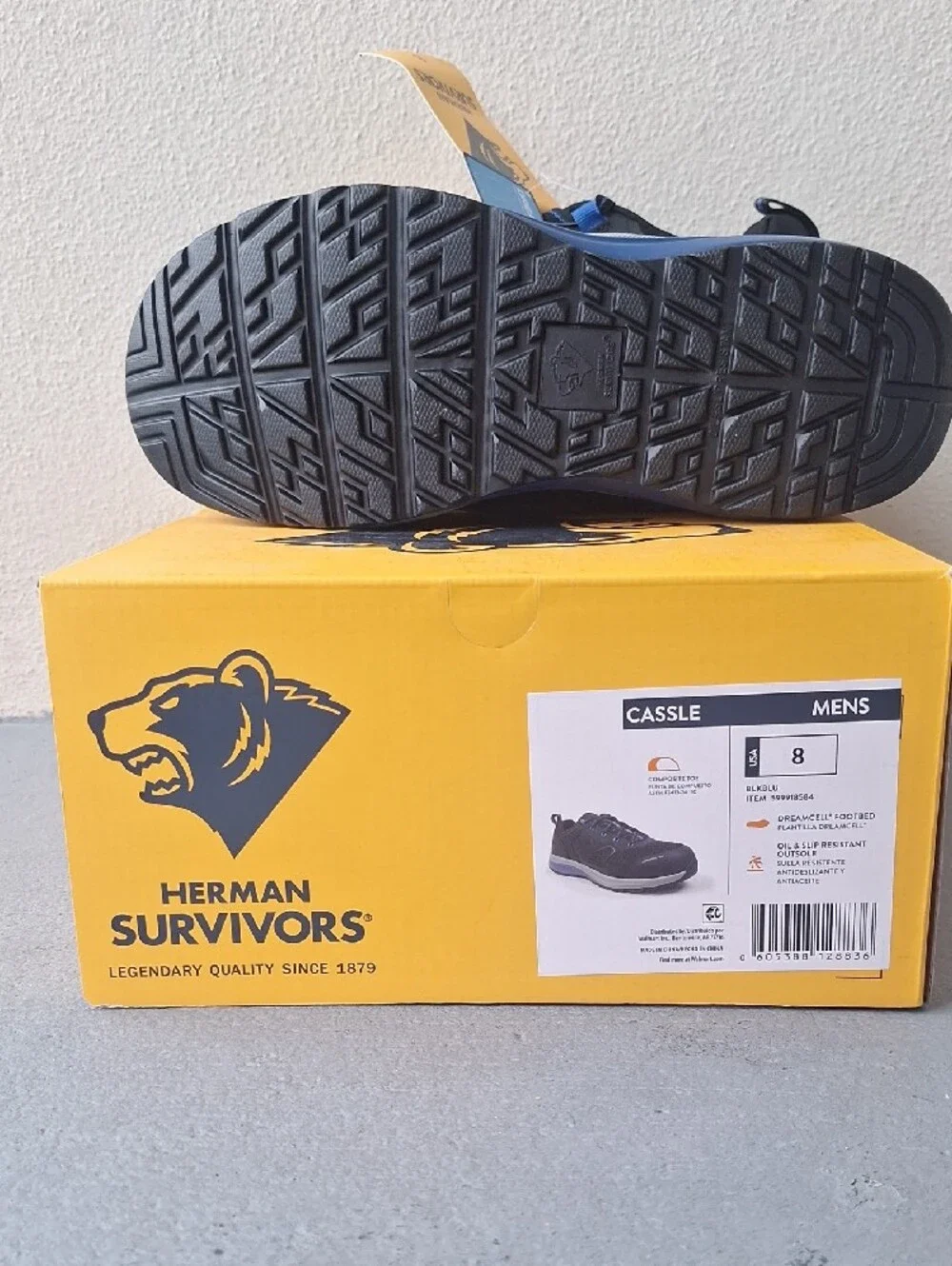 Herman Survivors Cassle Men's Black Safety Sneakers Composite Toe Size 8 NWT